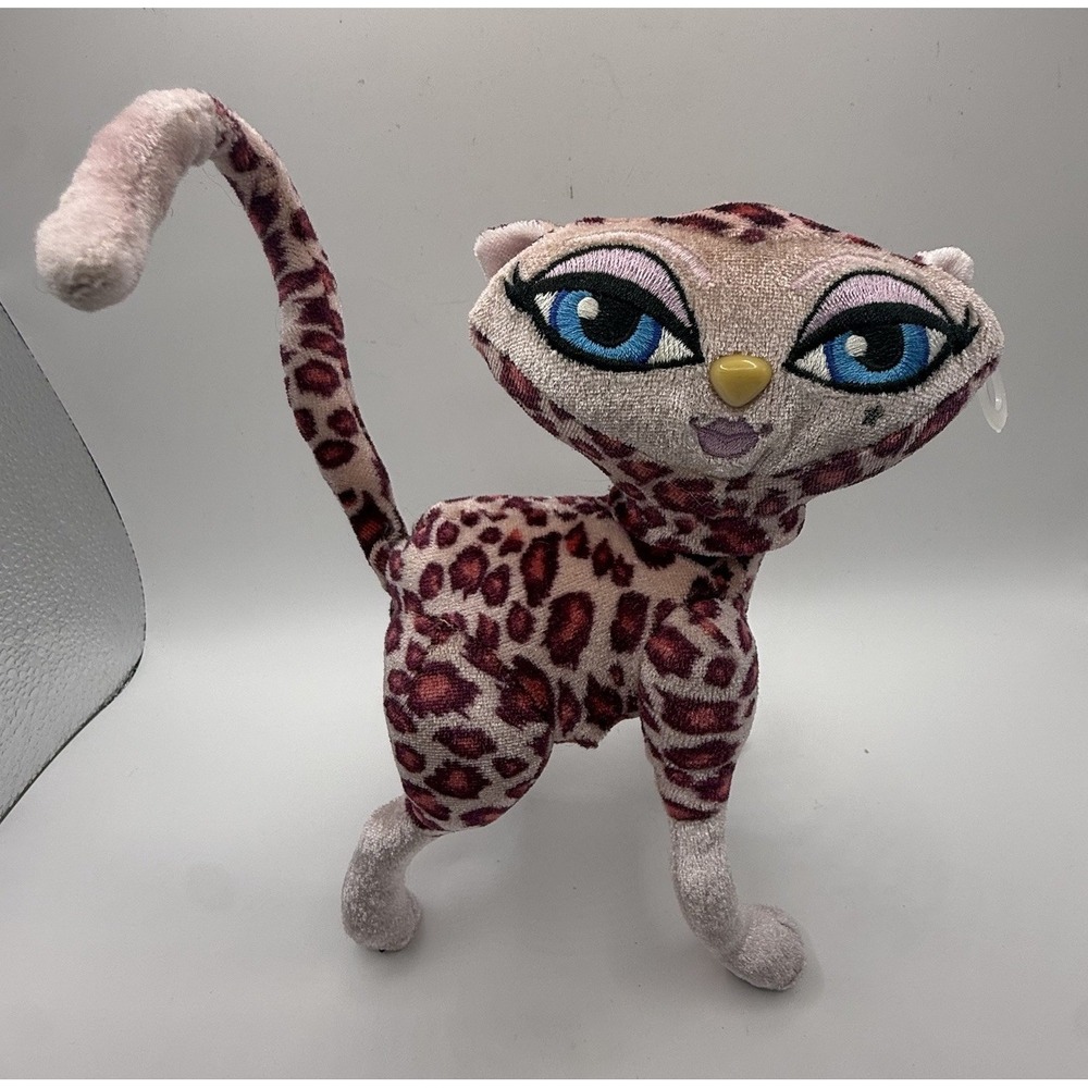 Vintage Bratz Petz Cat Bobblehead Pink Leopard Posable 7"Tall